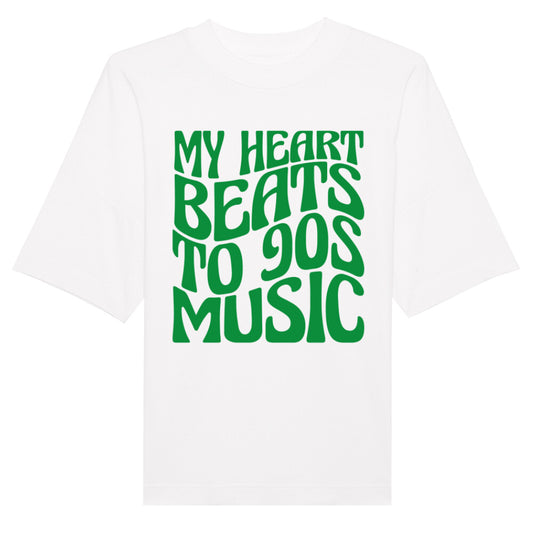 'My heart beats to 90s music' Oversize Organic T-Shirt